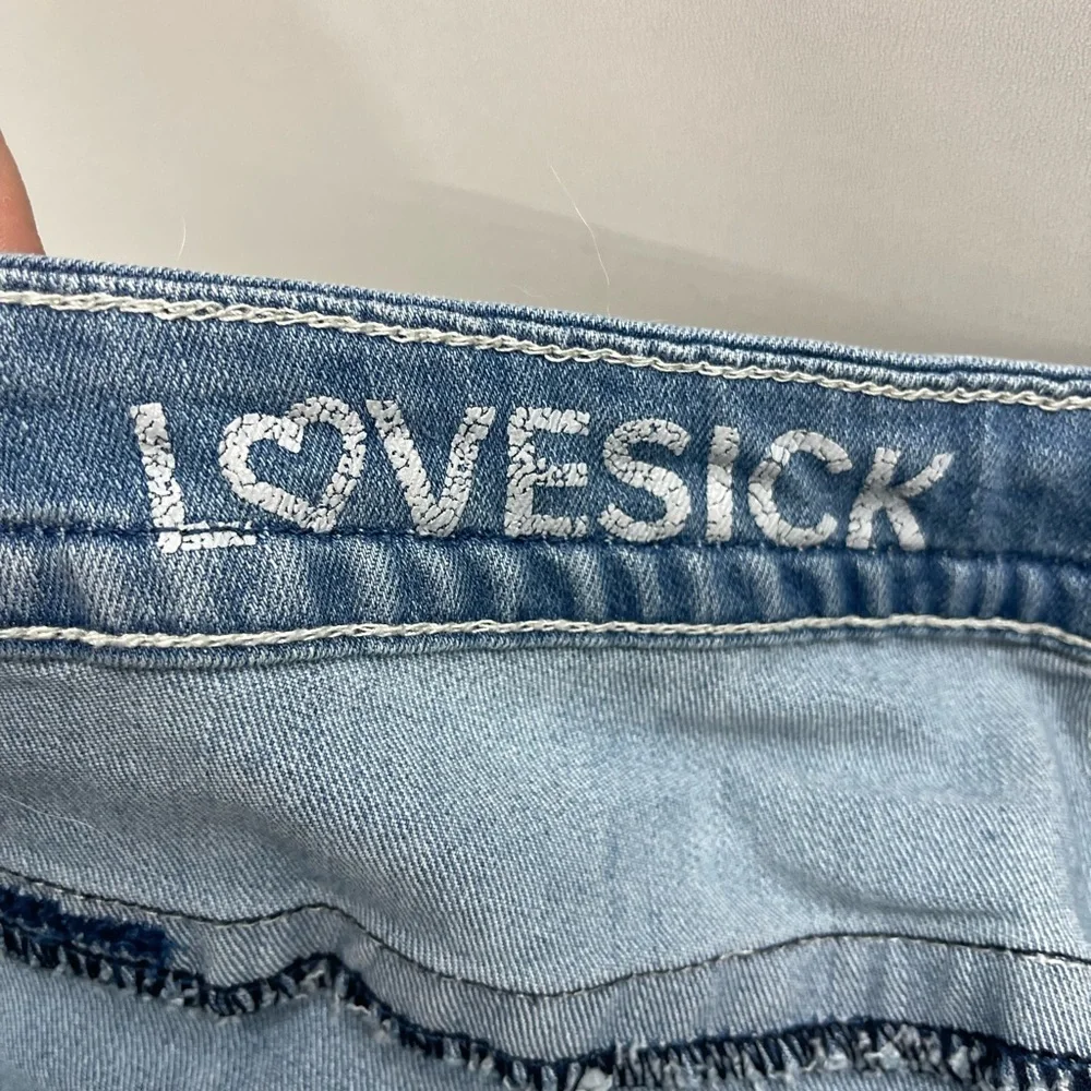 Embroidered Light Blue Denim Jean Shorts